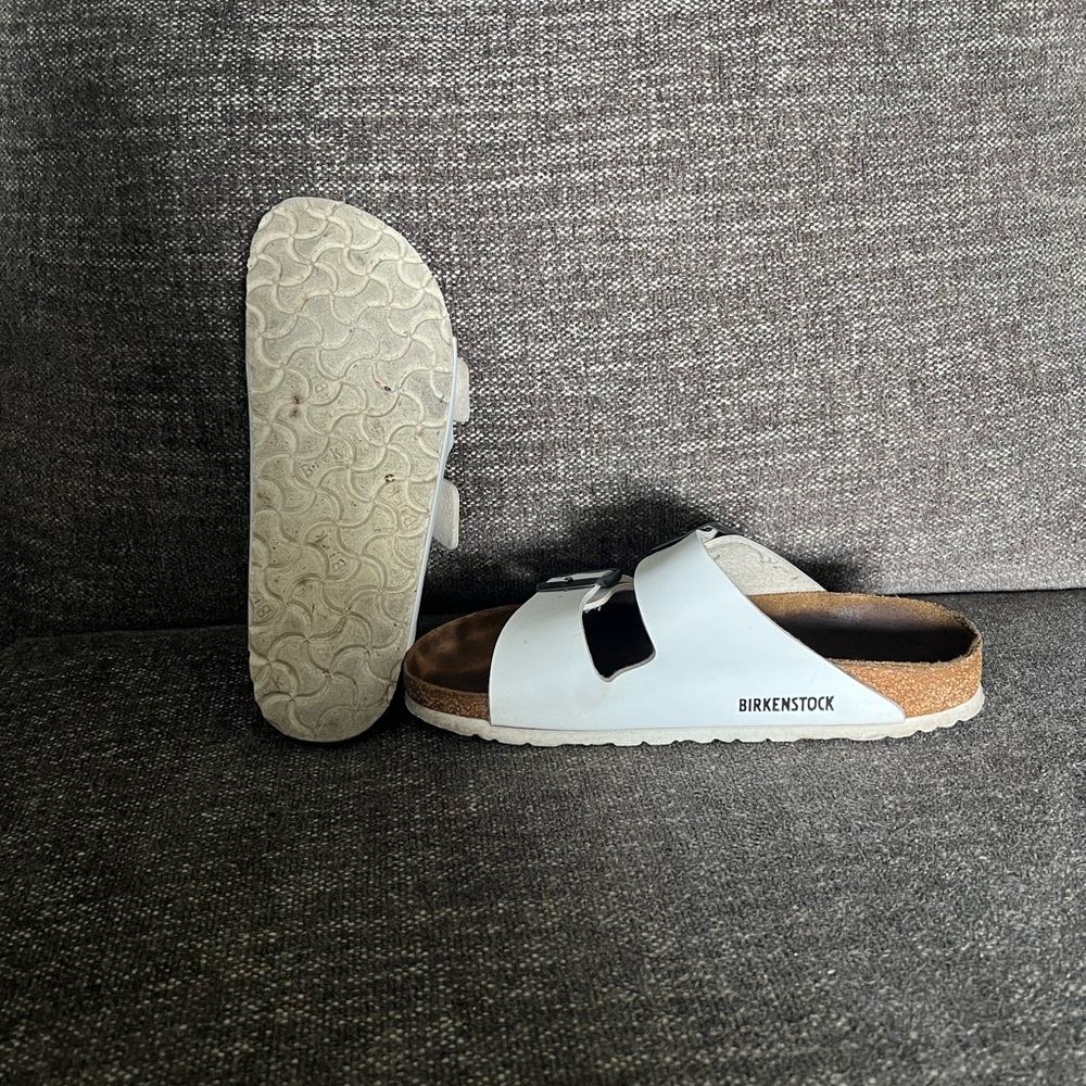 Birkenstock White Double-Strap Sandals - Picture 6 of 8
